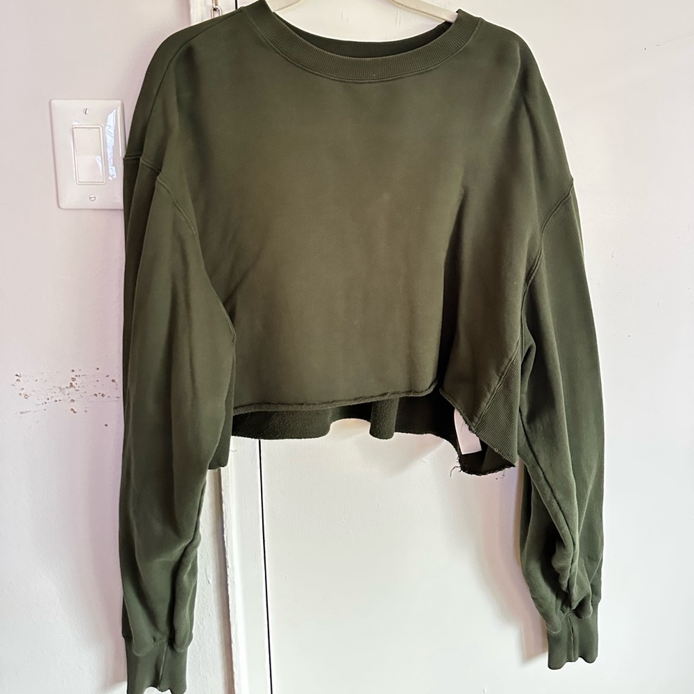 Good American , Green Cropped Crewneck, Size L